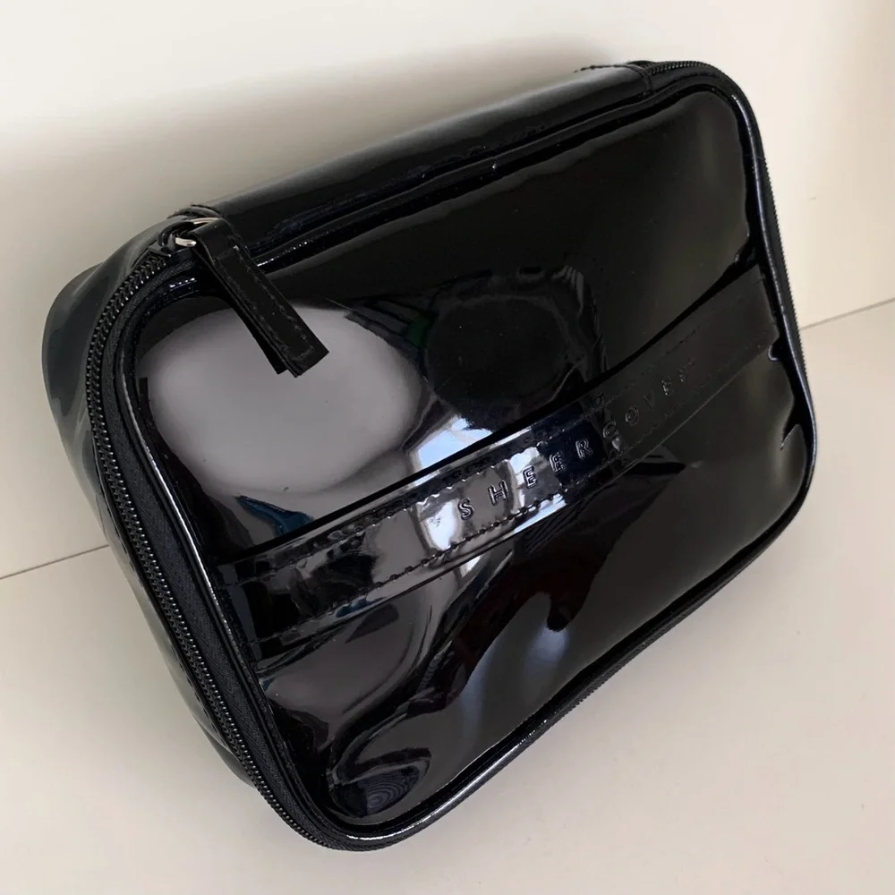 Sheer cover black patent vanity case